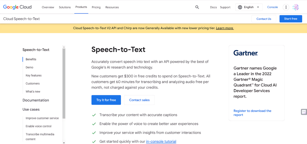 Google Cloud Speech to Text